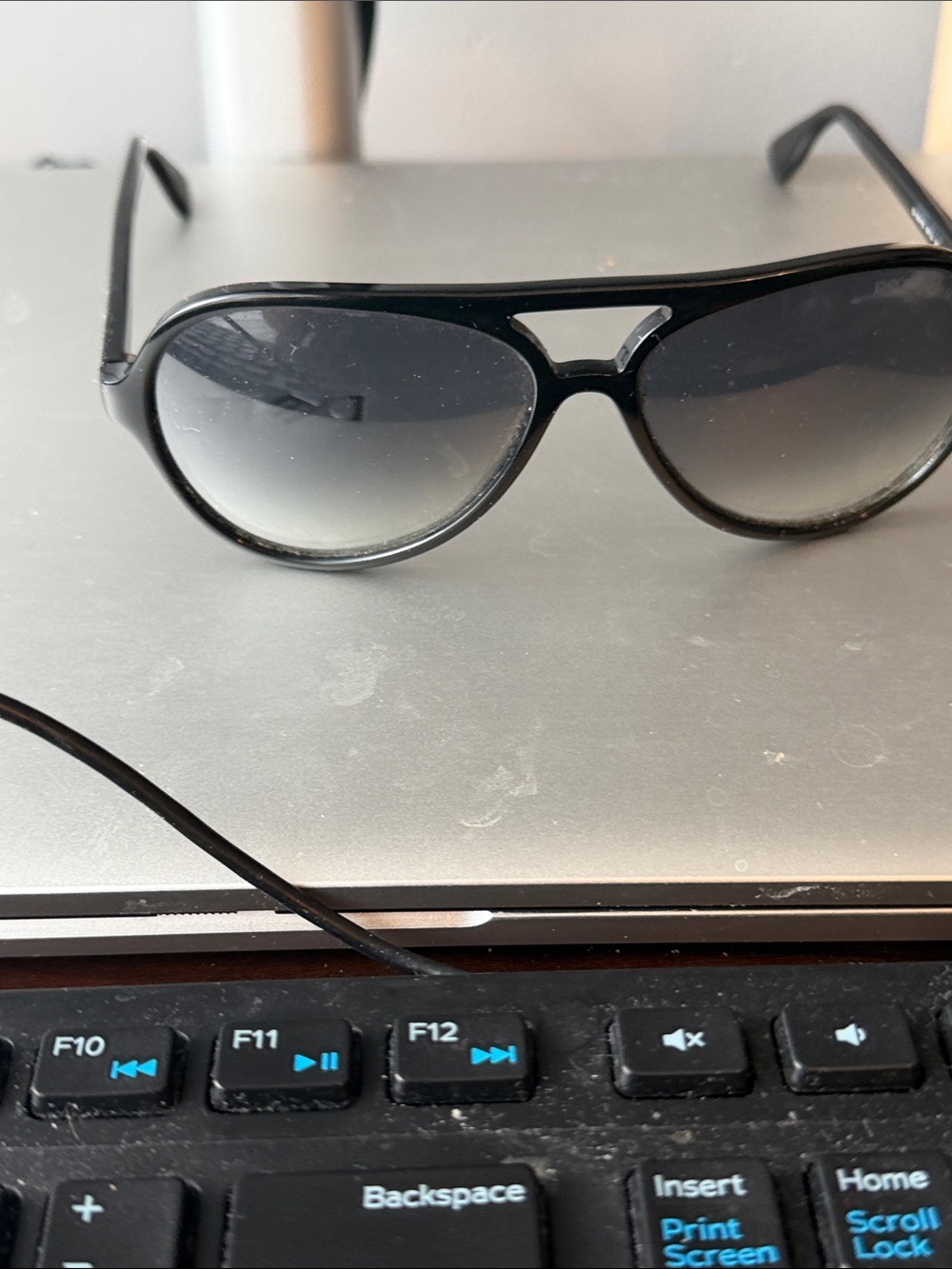 Emporio Armani Black Gradient Lens Aviator Sunglasses